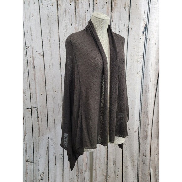 Anne Klein OS Sheer Chocolate Brown Shrug Wrap Sweater Cardigan Knit Lightweight - Picture 10 of 13